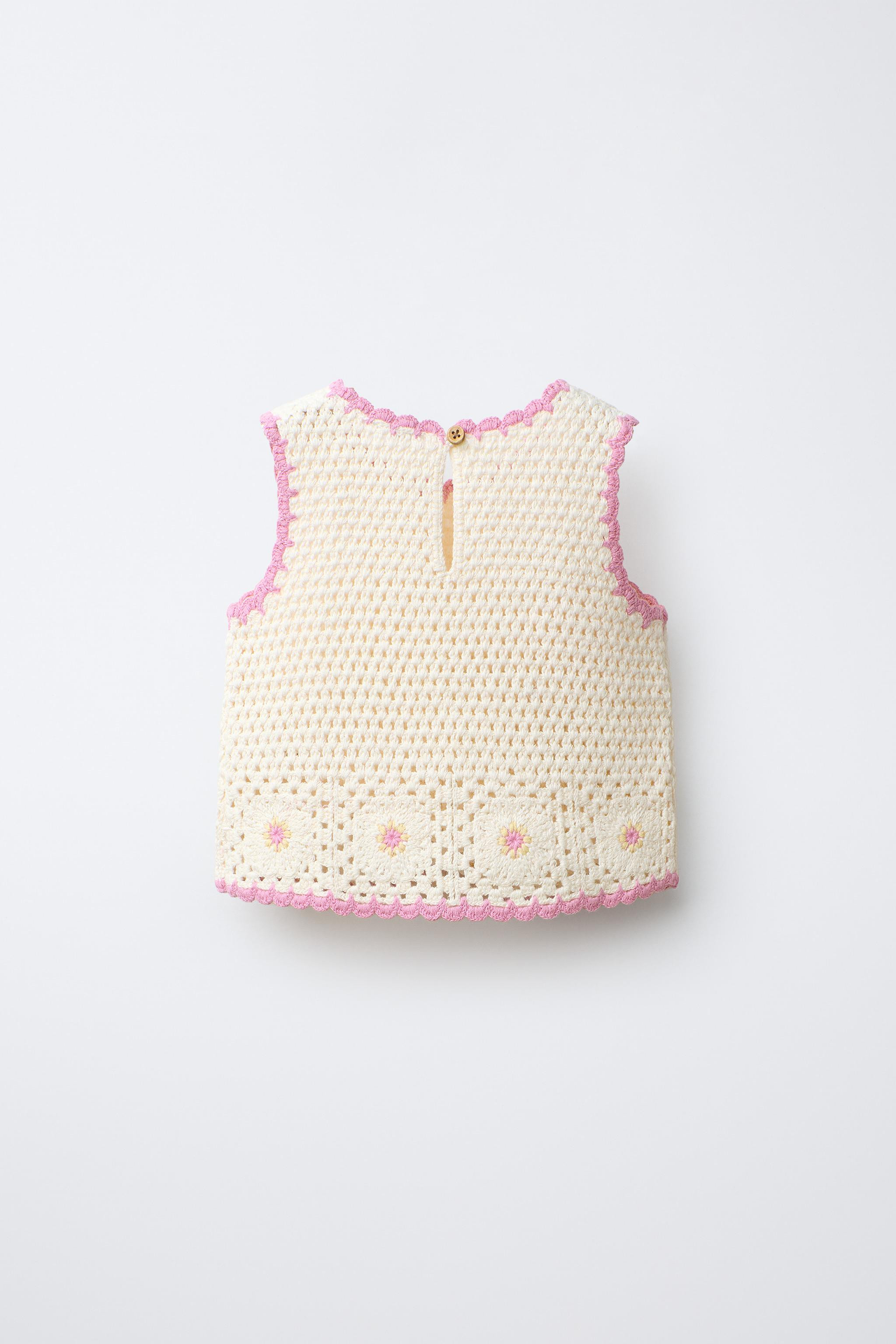 CROCHET KNIT TOP WITH FLOWERS | Zara US