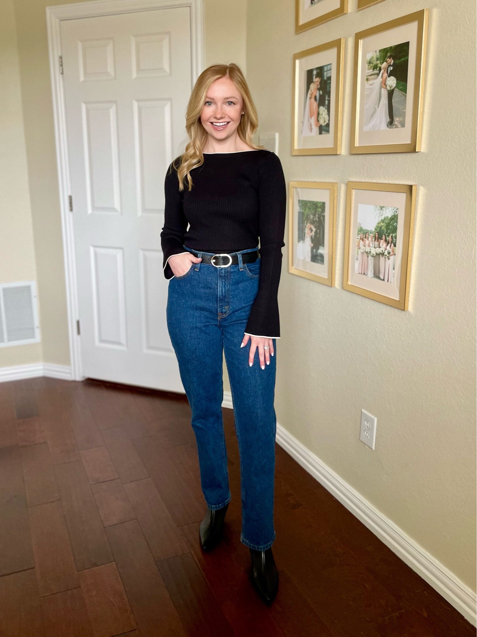 Love this classic black and white top! The bell sleeves are so fun! Wearing an XS 

#LTKSeasonal #LTKStyleTip #LTKSaleAlert