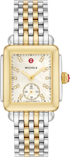 MICHELE Deco Mid Diamond Dial Watch Head & Bracelet, 29mm | Nordstrom | Nordstrom