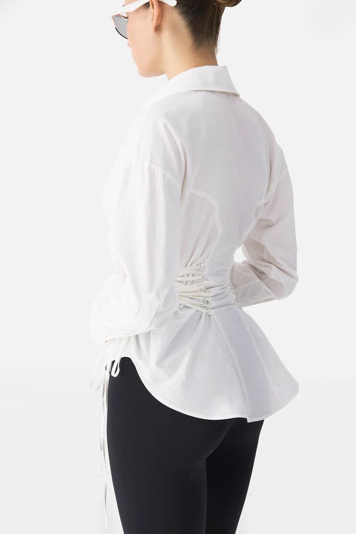 The Corset Poplin Shirt – White Cotton Fitted Shirt | PIRAL | PIRAL