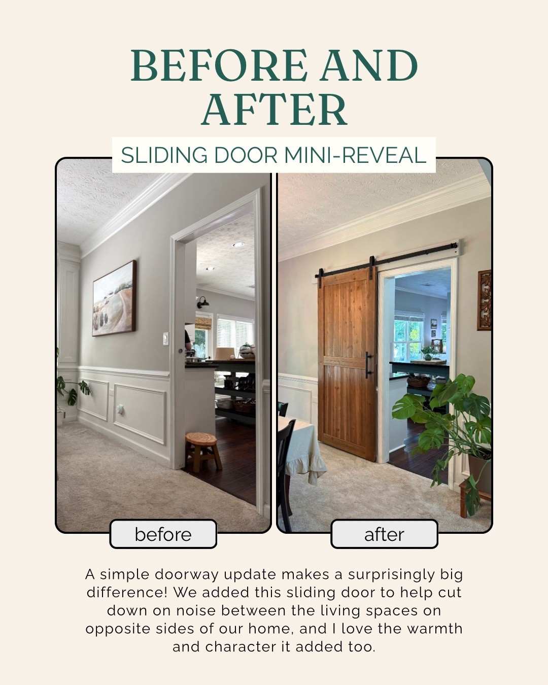 One small home project that made a surprisingly BIG difference. 🤎

We added this sliding door between two living areas to help cut down on noise, but I didn’t expect to love what it did for the space quite this much. It adds warmth, character and a little architectural interest while still being completely functional.

One of those upgrades that solves a problem and looks good doing it. ✨

Shop the look ↓

#LTKHome