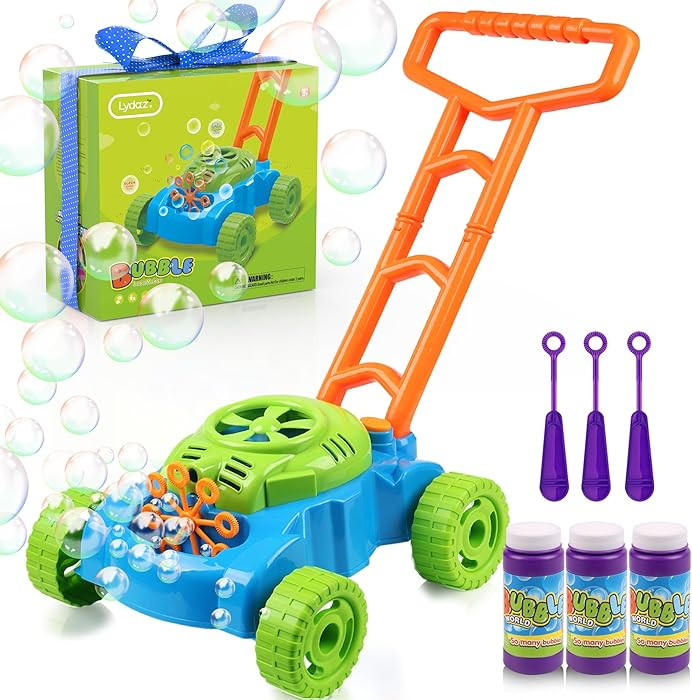 Lydaz Bubble Lawn Mower for Toddlers 1-3, Kids Bubble Machine for 1-Year-Old Boys Toy Gifts, Gard... | Amazon (US)