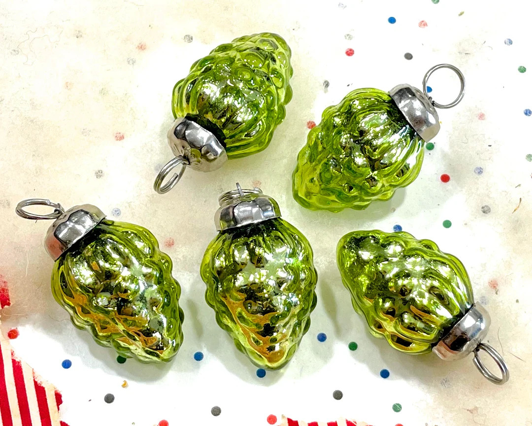 VINTAGE: 5pc Small Thick Mercury Glass Ornaments Kugel Style Christmas Ornaments Green Ornaments ... | Etsy (US)