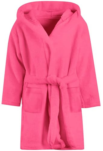 Girls' Fleece Robe, Warm Plush Flannel Bathrobe Hooded Pajamas Sleepwear Cosplay Costume Bath Robe for Toddler & Little Girls, Rose Red, US 7-8 Years, CN 140 | Amazon (US)