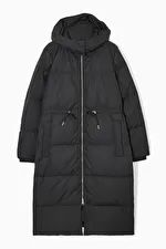 HOODED RECYCLED DOWN PUFFER COAT - BLACK - COS | COS UK