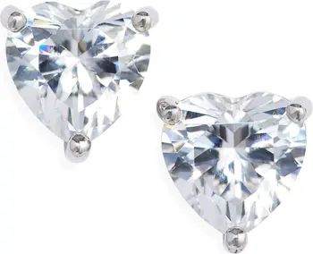 2ct tw Sterling Silver Cubic Zirconia Heart Stud Earrings | Nordstrom