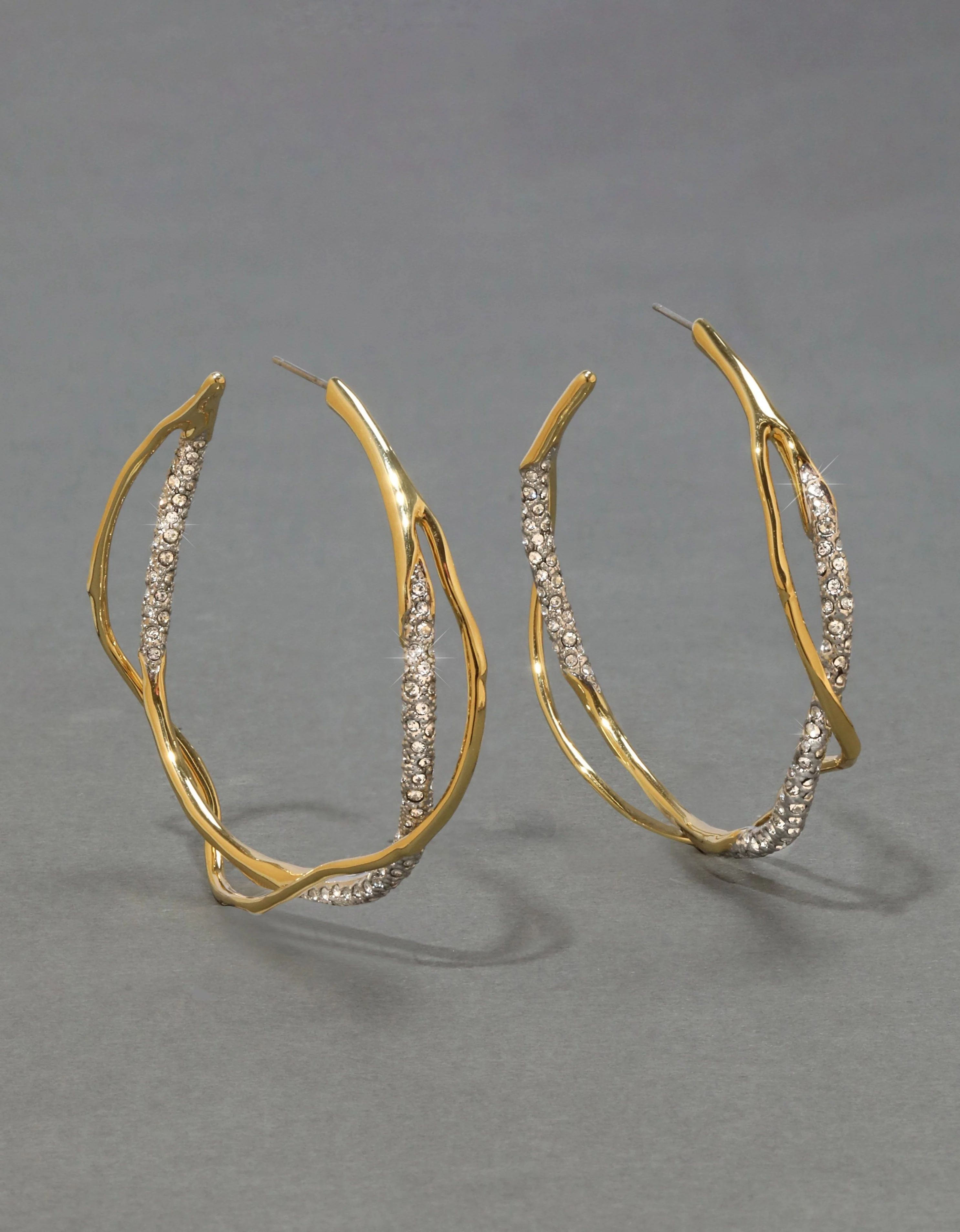 Intertwined Two Tone Pave Hoop Earring | ALEXIS BITTAR | Alexis Bittar