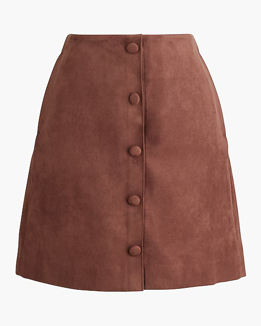 Faux-suede button-front A-line skirt | J.Crew Factory