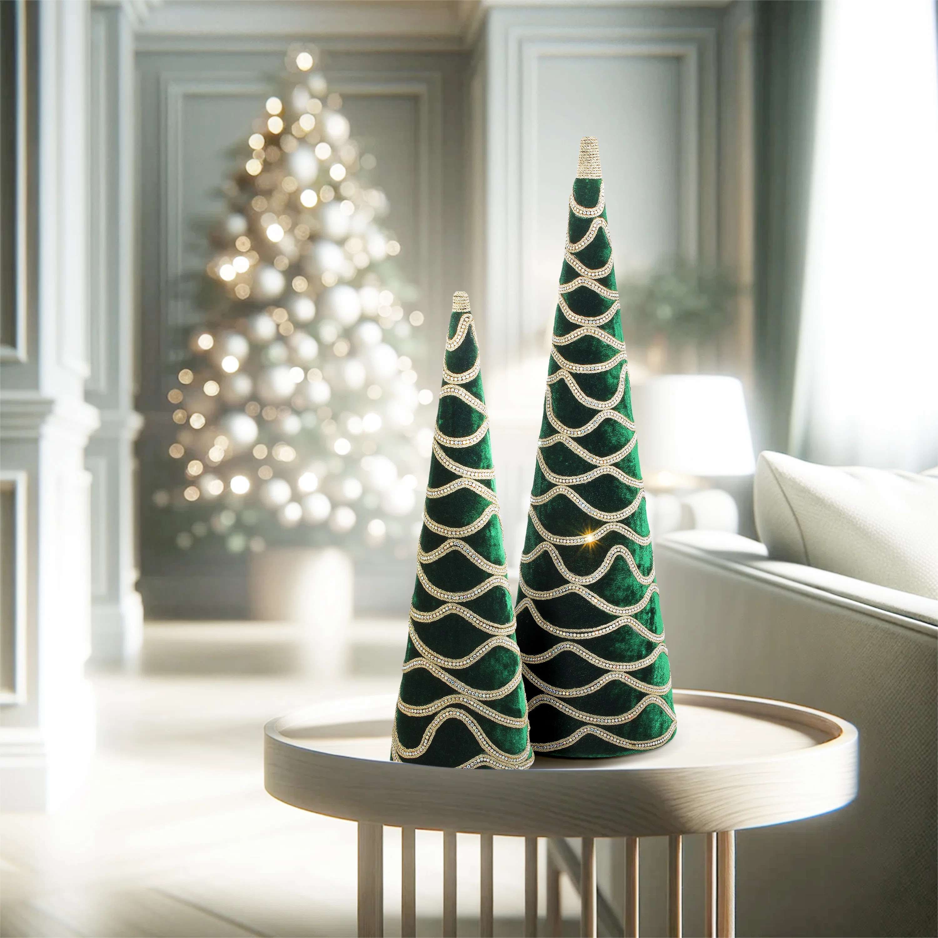18" Jewel Cone Trees, Velvet Finish | Wayfair North America