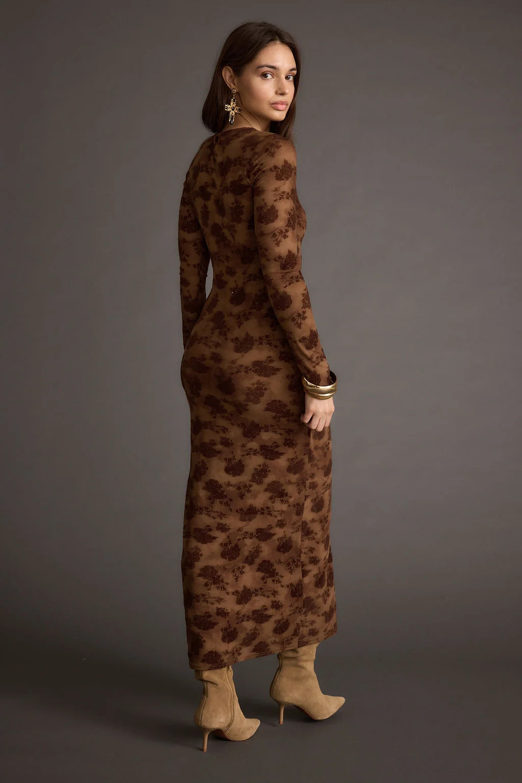 Casanova Brown Floral Maxi Dress | 12th Tribe