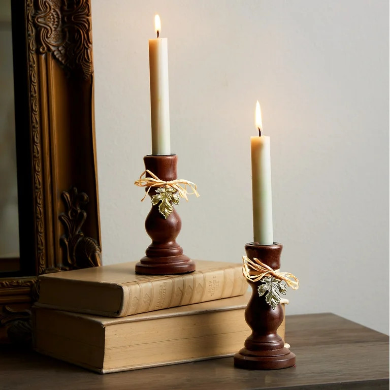 My Texas House 2 Pack Brown Wood Candlesticks, 3" x 3" | Walmart (US)