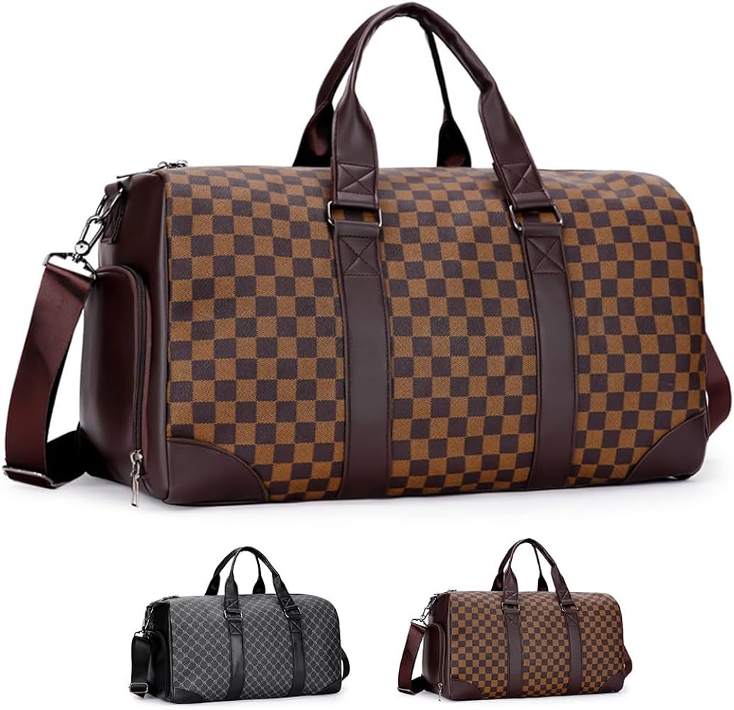 FUNSEED Duffle Bag for Women and Men, Weekender Travel Overnight Gym Bag PU Solid Carry-on Luggag... | Amazon (US)