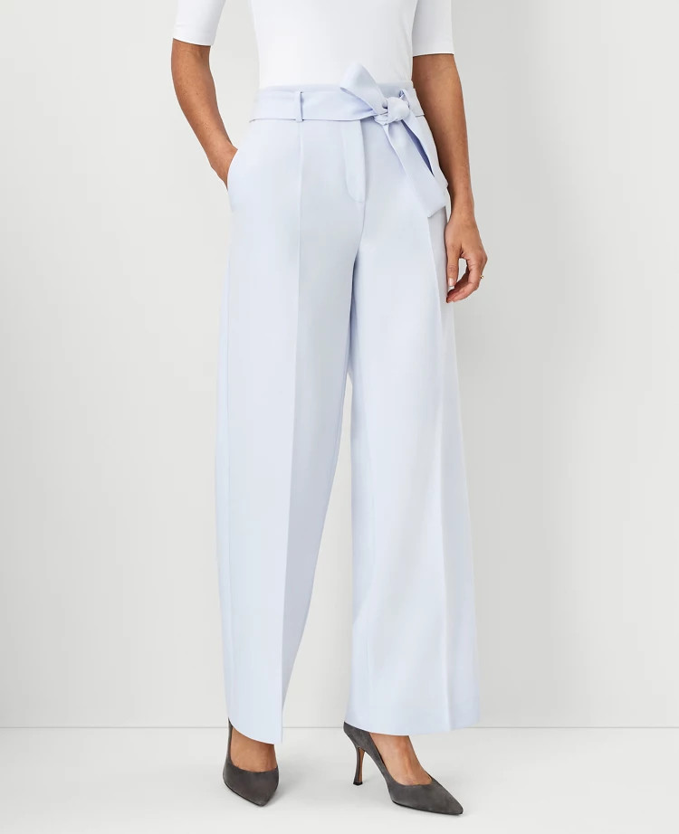 The Petite Tie Waist Wide Leg Pant | Ann Taylor (US)