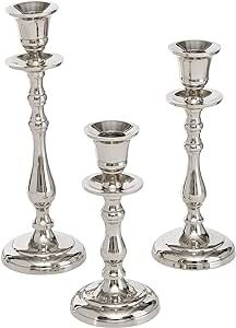 Americana 3 Piece Taper Candle Stick Holder Set, Aluminum, Varied Sizes 9, 7.5, and 6.25 Inches T... | Amazon (US)