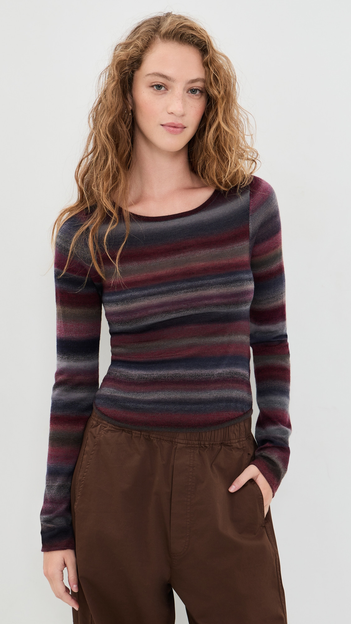 RE/DONE Nicki Pullover Mulberry Combo L | Shopbop