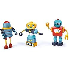 Tender Leaf Toys - Robot Construction - 17 Pieces Wooden Construction Set to Build and Stack 3 Ro... | Amazon (US)
