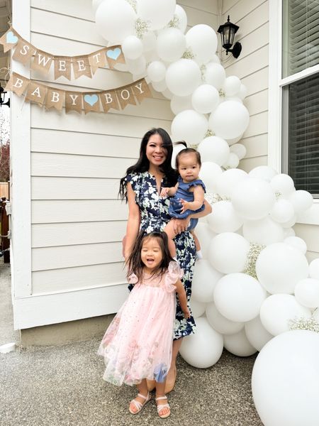 Our outfits for a baby shower, baby shower guest outfits, white balloon arch 

#LTKfamily #LTKfindsunder50 #LTKparties