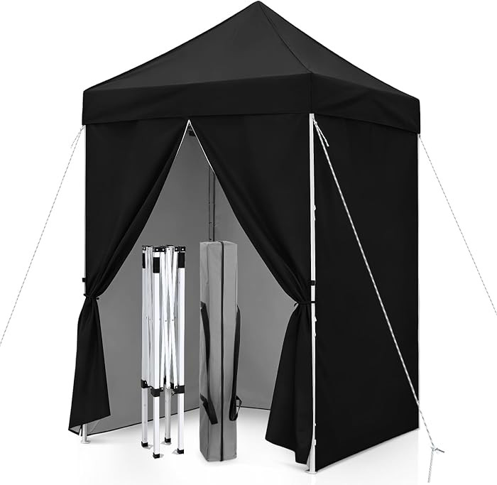 5x5 Pop Up Canopy Tent with Four Sidewalls, Instant Portable Beach Canopy, Outdoor Tent with Carr... | Amazon (US)
