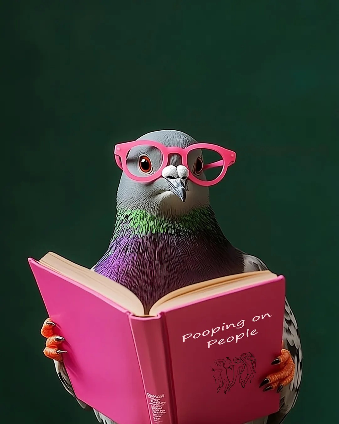 Quirky Pigeon With Glasses Reading - Funny Wall Art, Playful Animal Print, Whimsical Decor, Humor... | Etsy (US)