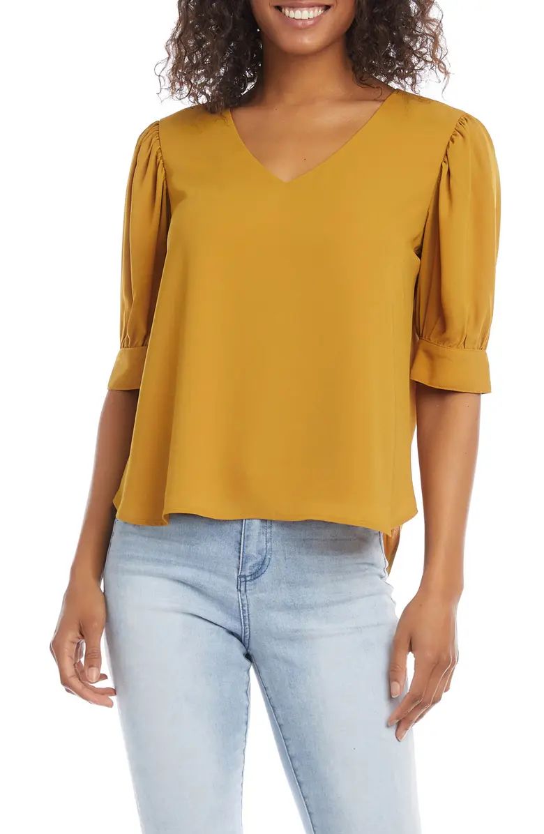 Karen Kane Puff Sleeve Crepe Top | Nordstrom | Nordstrom