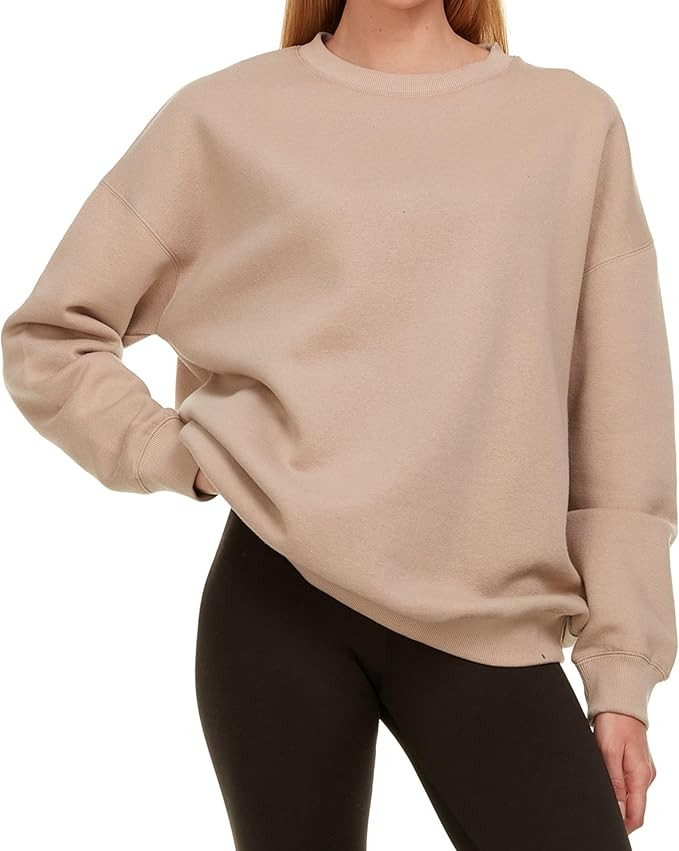 Oversized Sweatshirt for Women – Crewneck Fleece Pullover Soft Trendy Sweatshirt | Amazon (US)