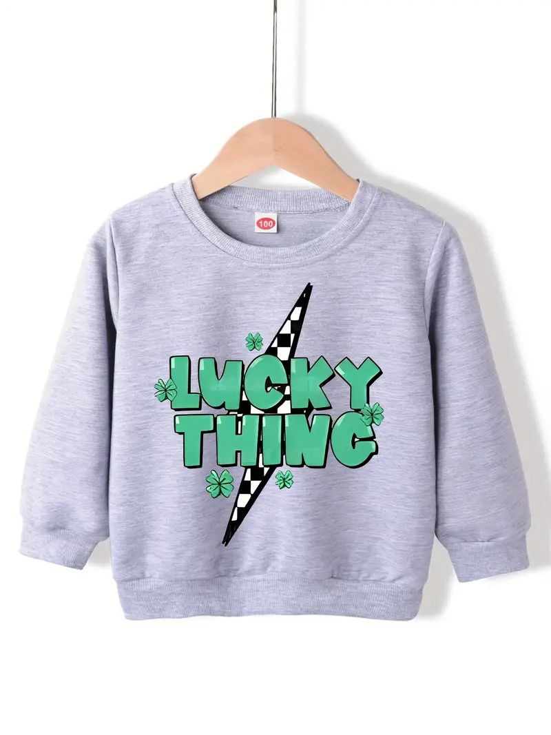 St. Patrick's Day LUCKY THING Letter Print Boys Casual Creative Pullover Sweatshirt, Long Sleeve ... | Temu Affiliate Program