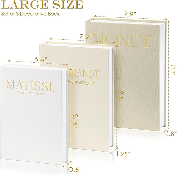 WOPIPAL Set of 3 Decorative Books for Home Decor, Linen Faux Books for Coffee Table, Bookshelf or... | Amazon (US)