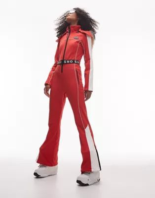 Topshop Sno ski suit with skinny flares in red | ASOS (Global)