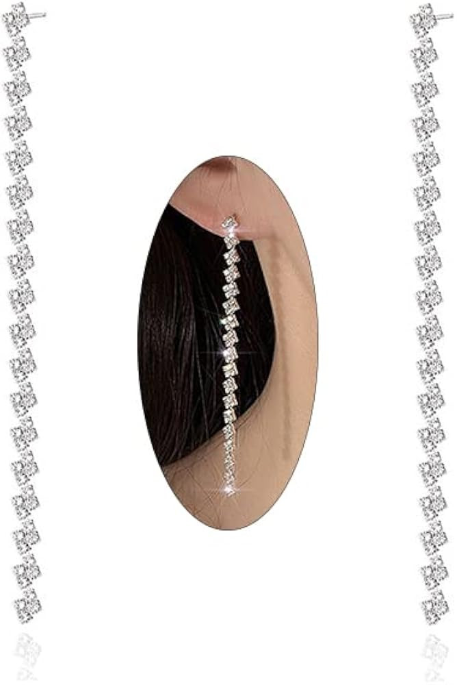 Luxval Rhinestone Earrings Dangling for Women Sparkly Silver Dangle Earrings Girls Long Chandelie... | Amazon (US)