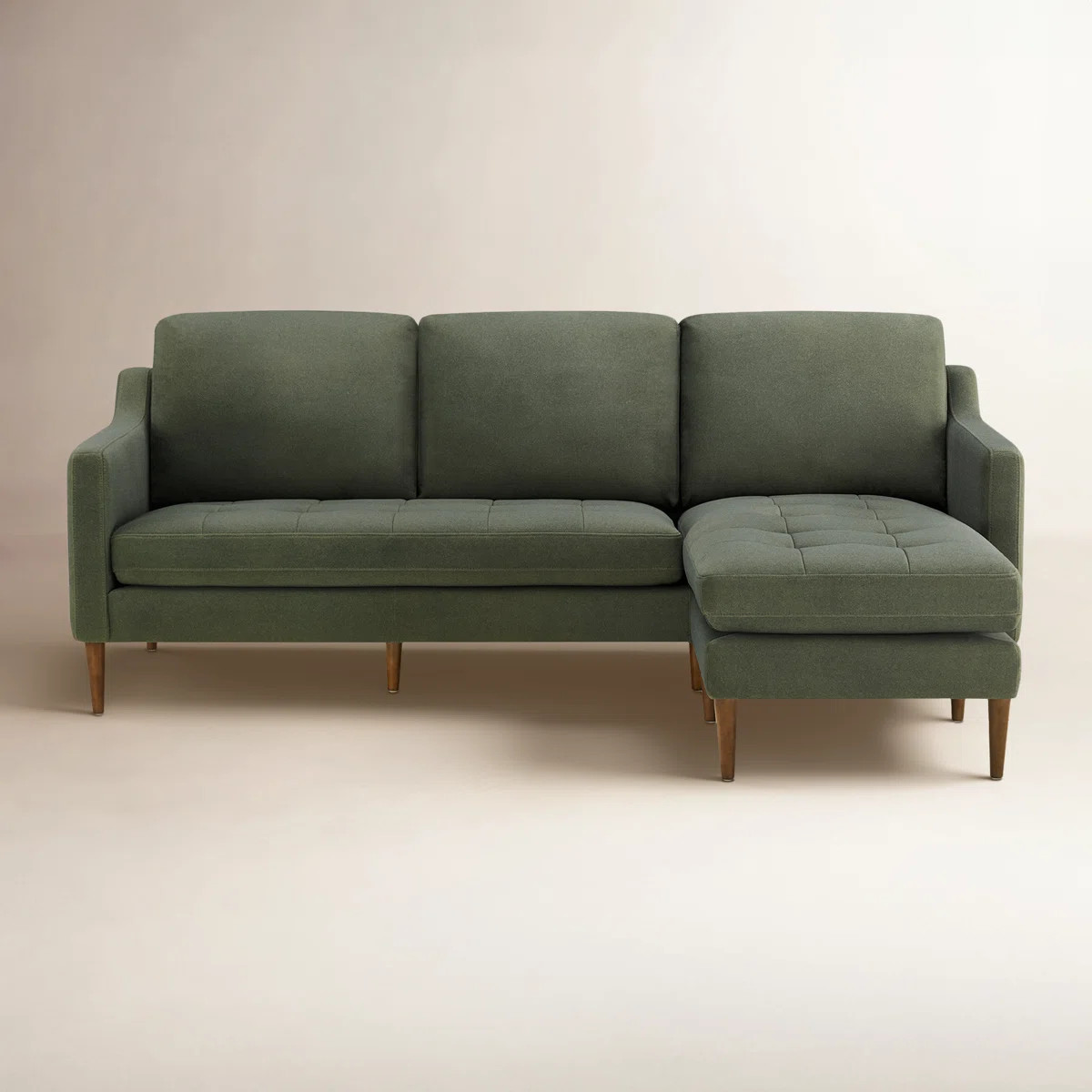 Daylen 2 - Piece Upholstered Tufted Reversible L-Sectional Sofa with Solid Wood Legs | Wayfair North America