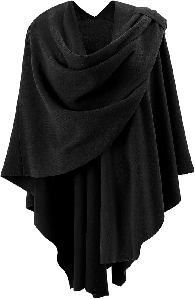 Womens Open Front Poncho Sweater Wrap Topper Knitted Elegant Shawls Cape for Spring Fall Winter | Amazon (US)