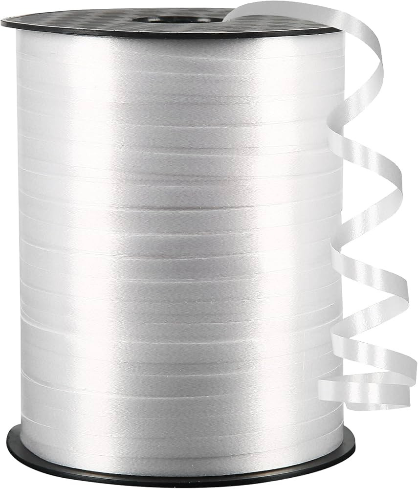 White Curling Ribbon, 500 Yard White Ribbon, Curling Ribbon for Gift Wrapping, Balloon Ribbon, Ba... | Amazon (US)