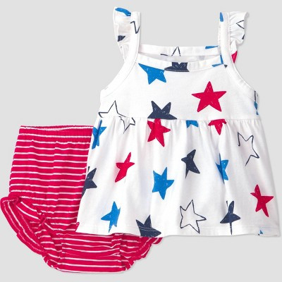 Carter's Just One You® Baby Girls' 4th of July Stars and Stripes 2pc Tank Top and Bloomer Shorts Set - White 3M | Target