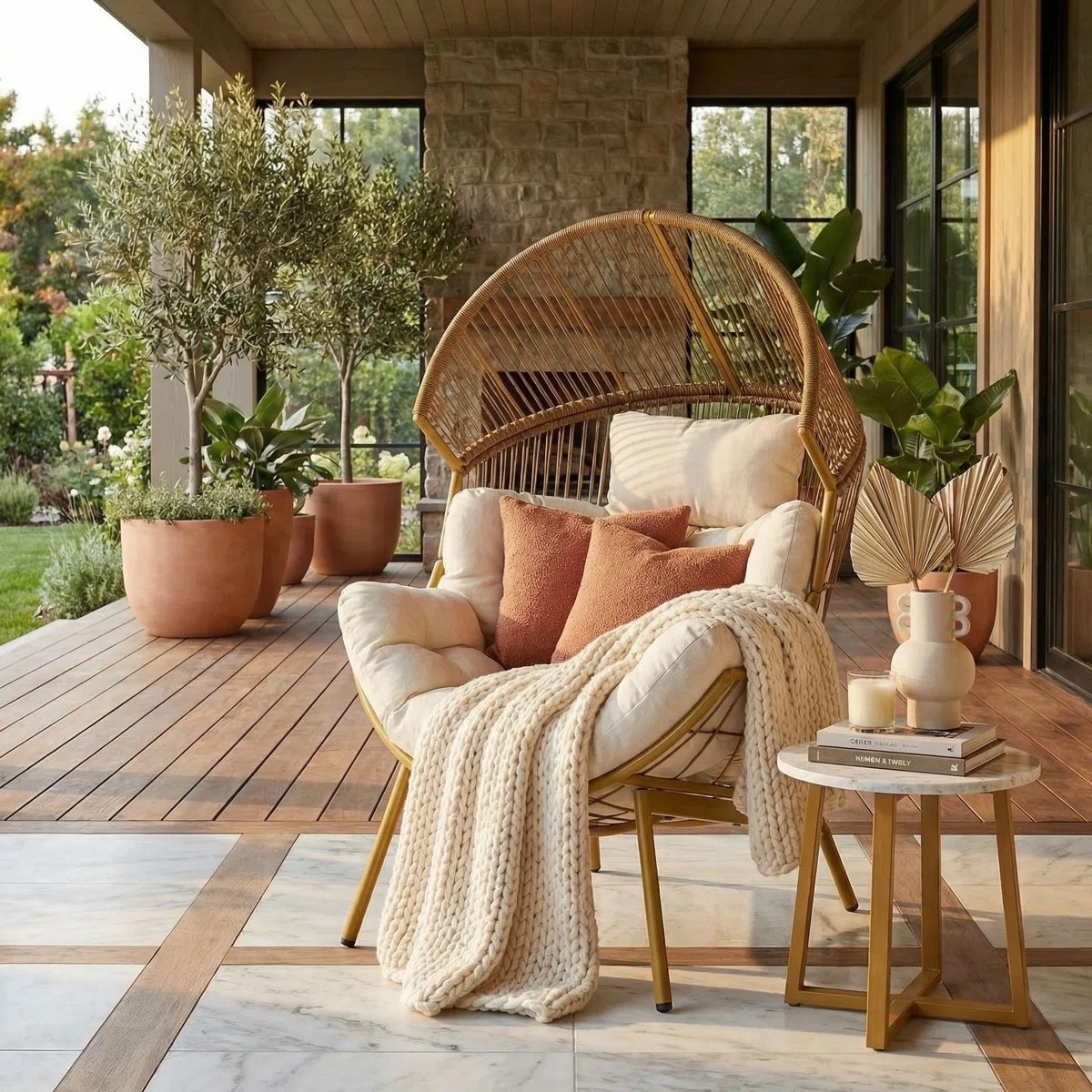 Invite the tropics to your patio or home interiors. Designed with a sculptural woven frame and plush oversized cushion, this egg chair brings a relaxed resort feel to patios, balconies, and living spaces. Under $300.

Keywords:

* wicker egg chair
* indoor outdoor egg chair
* patio lounge chair
* egg chair with cushion
* rattan egg chair
* oversized egg chair
* cozy lounge chair
* hanging style egg chair
* patio decor ideas
* balcony seating inspiration
* backyard lounge setup
* cozy reading nook
* indoor outdoor living
* summer relaxation space
* resort style patio
* garden seating ideas

#LTKSaleAlert #LTKSeasonal #LTKHome