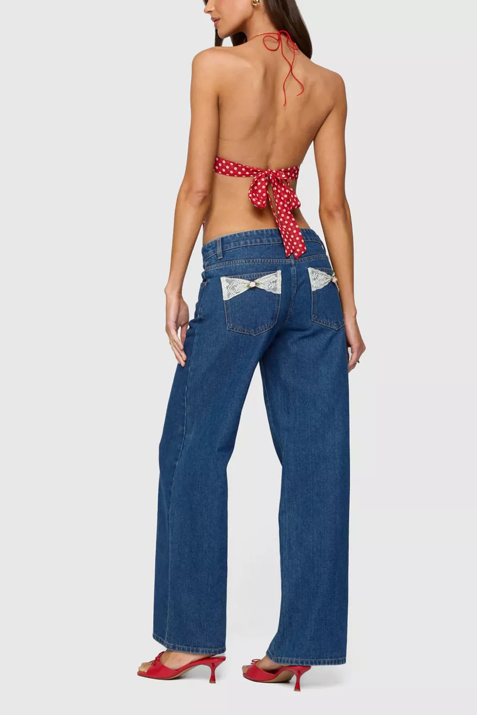 Edikted Polka Dot Backless Chiffon Top | Urban Outfitters (US and RoW)