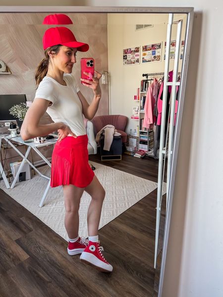 Amazon fashion finds 🙌🏼

Spring outfits // red baseball hat // white bodysuit // red skort // red high top converse sneakers 

#LTKshoecrush #LTKfindsunder50 #LTKstyletip