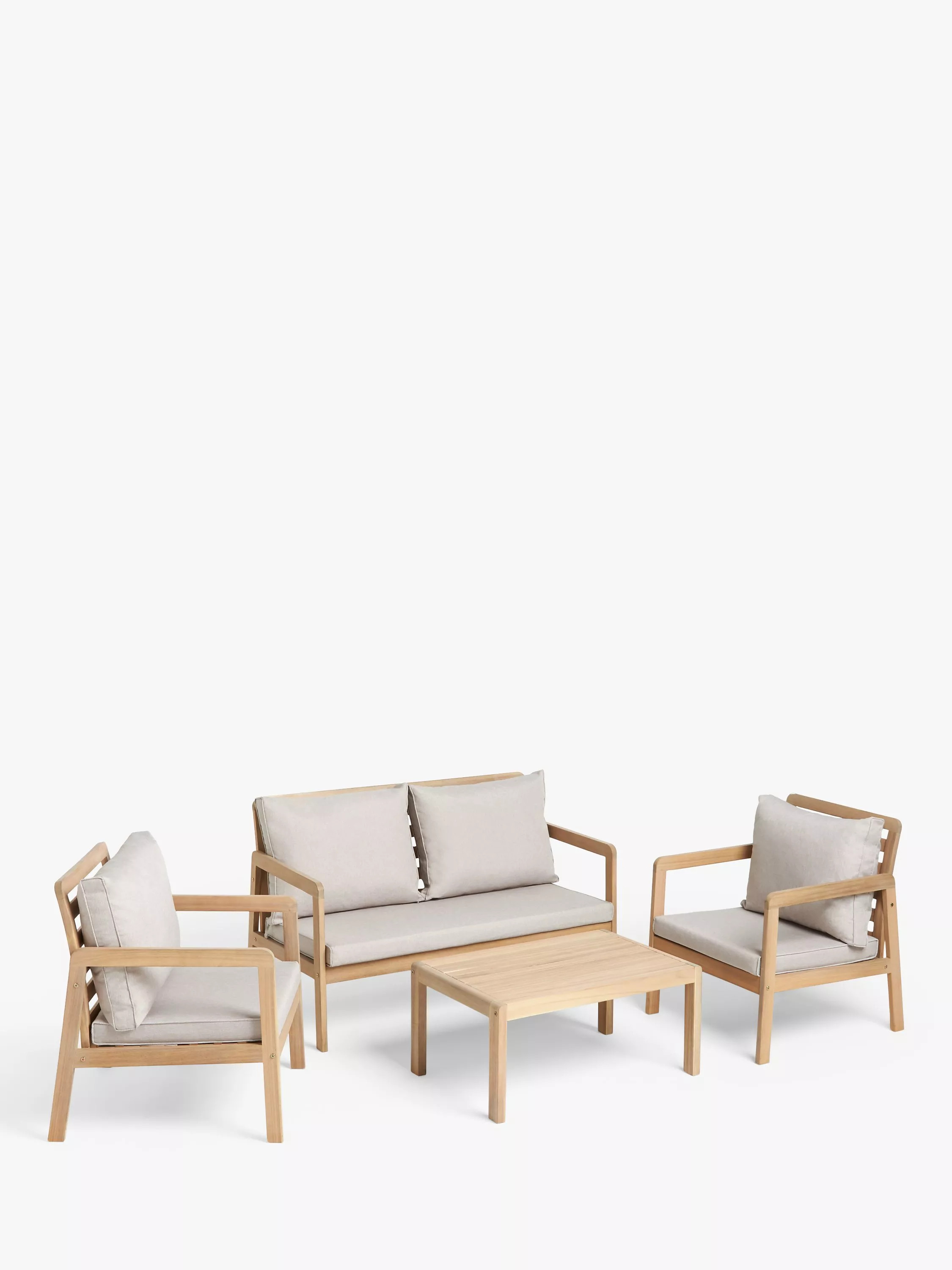 John Lewis Acacia Wood 4-Seater Garden Lounge Set, Natural | John Lewis (UK)