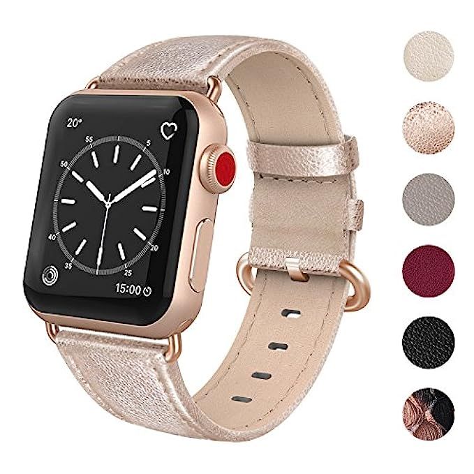 SWEES Compatible Apple Watch Band 38mm, Genuine Leather Elegant Dressy Strap Compatible iWatch Apple | Amazon (US)