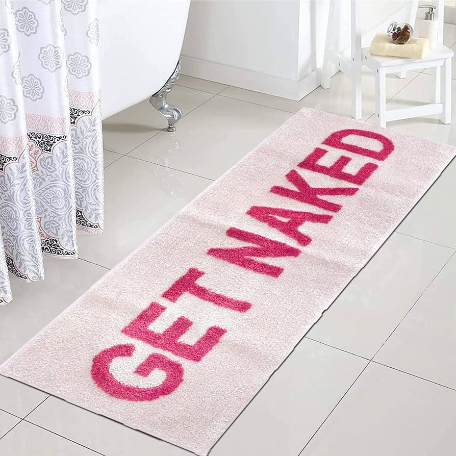 Zeeinx Get Naked Runner Cute Bathroom Rugs Long Get Naked Rug Funny Bathroom Decor for Apartment ... | Amazon (US)