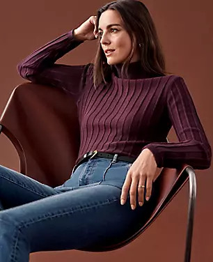Mock Neck Ribbed Sweater | Ann Taylor (US)