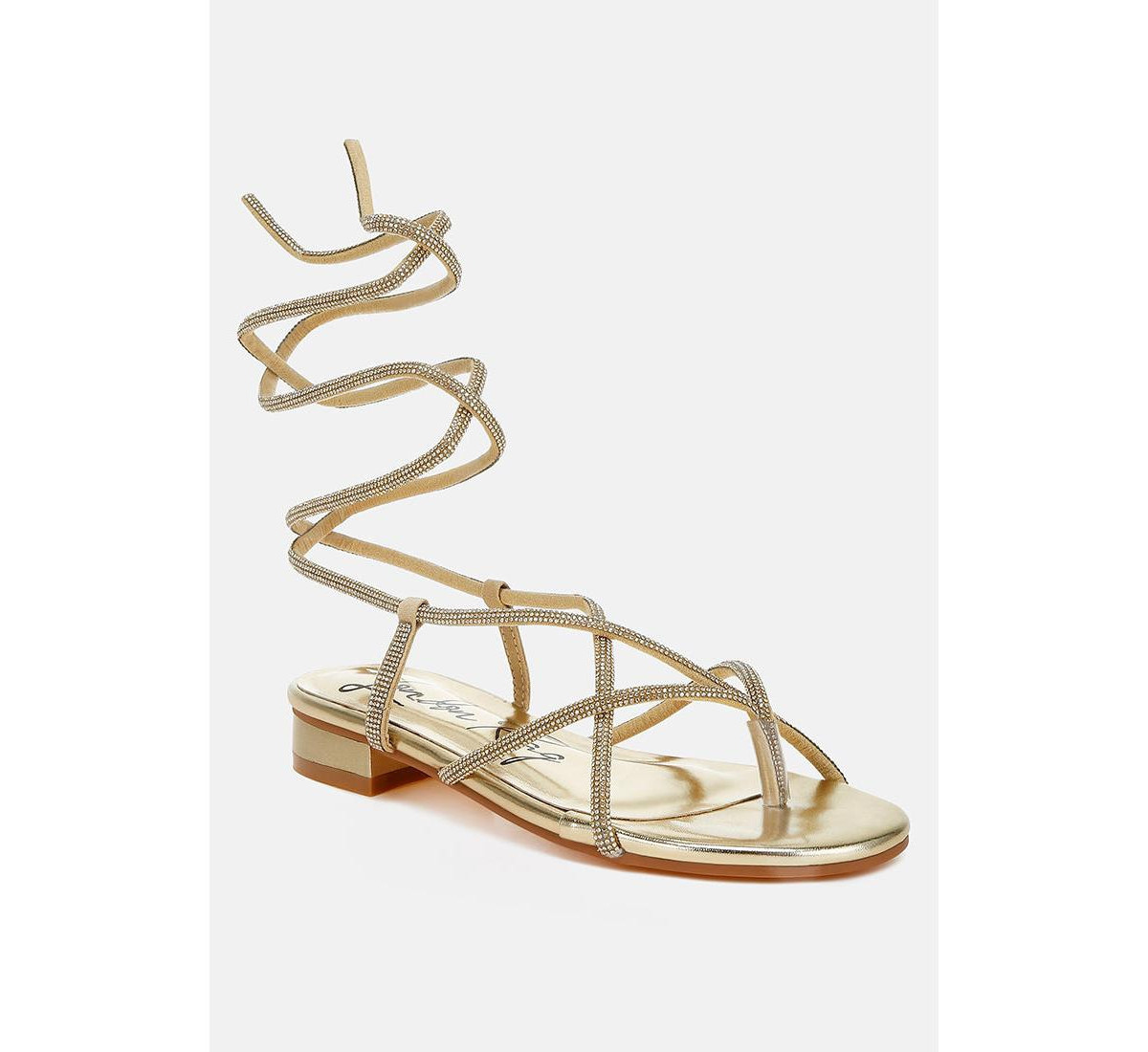 Babbity Rhinestone Embellished Lace-Up Sandals - Black | Macy's