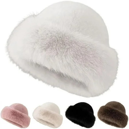 2026 New Womens Winter Faux Fur Bucket Hat,Fuzzy Bucket Hat,Fluffy Fisherman Fuzzy Bucket Hat,Warm Faux Mink Plush Hat | Walmart (US)