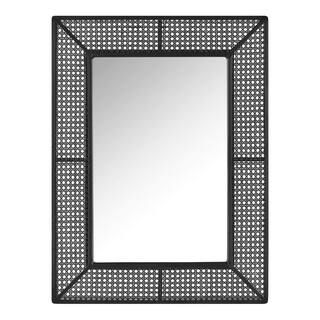 Home Decorators Collection Medium Rectangle Black Rattan and Cane Mirror (24 in. W x 32 in. H) R1... | The Home Depot