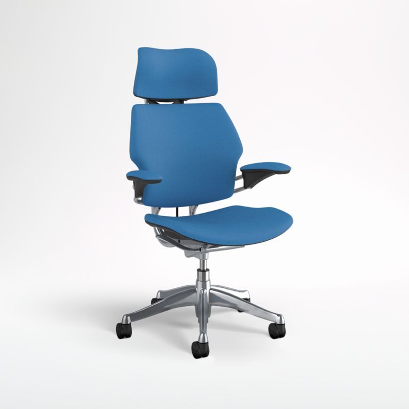 Humanscale Freedom Blue Office Chair with Headrest + Reviews | Crate and Barrel | Crate & Barrel