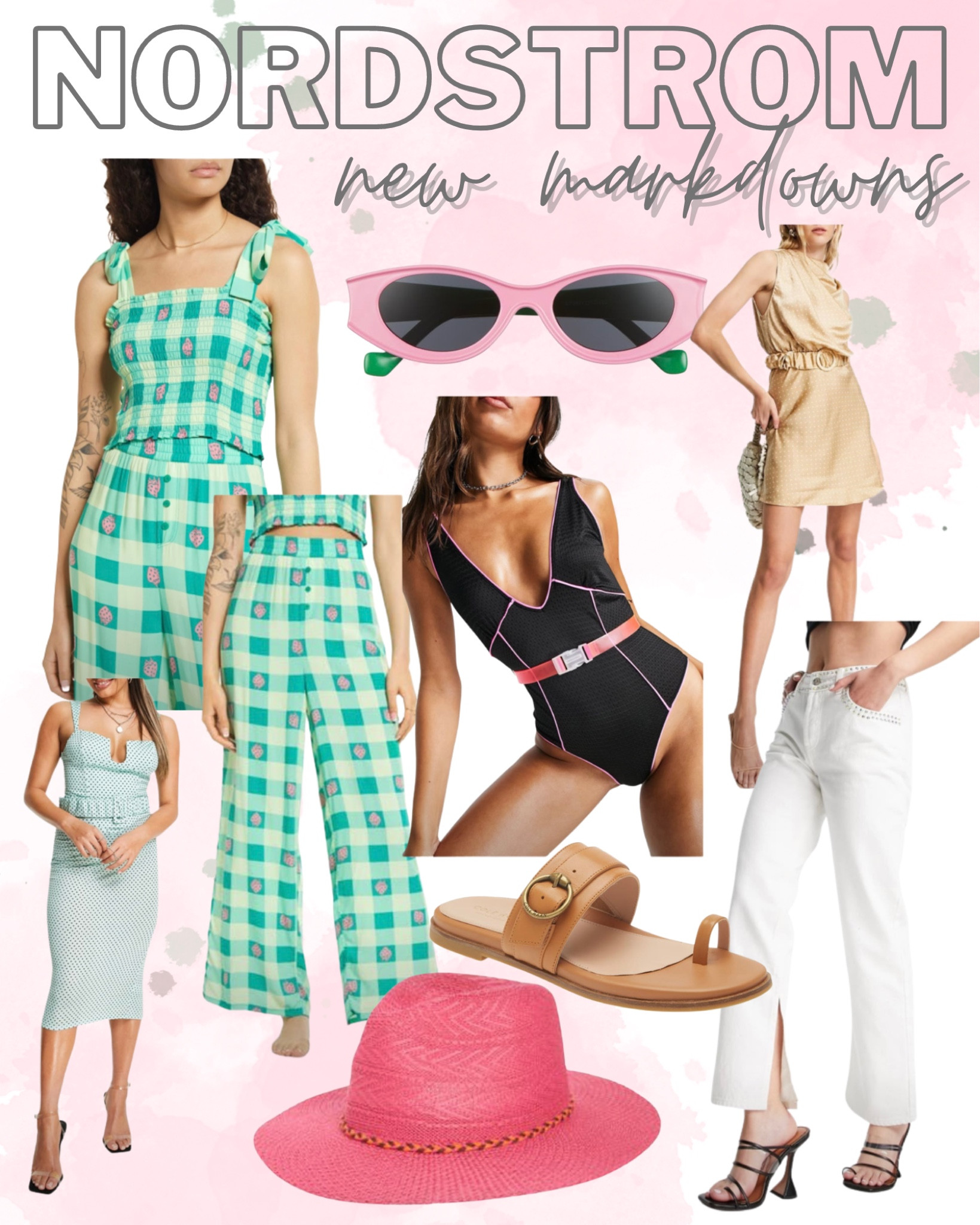 Nordstrom new markdowns under $50! Sale finds, midi dress, vacation dress, wide leg pants, sandals, straw hat, dress, black one piece swimsuit, sunglasses, wedding guest dress 


#LTKstyletip #LTKsalealert #LTKunder50