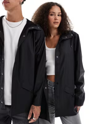 Rains 12010 unisex waterproof short jacket in black | ASOS (Global)