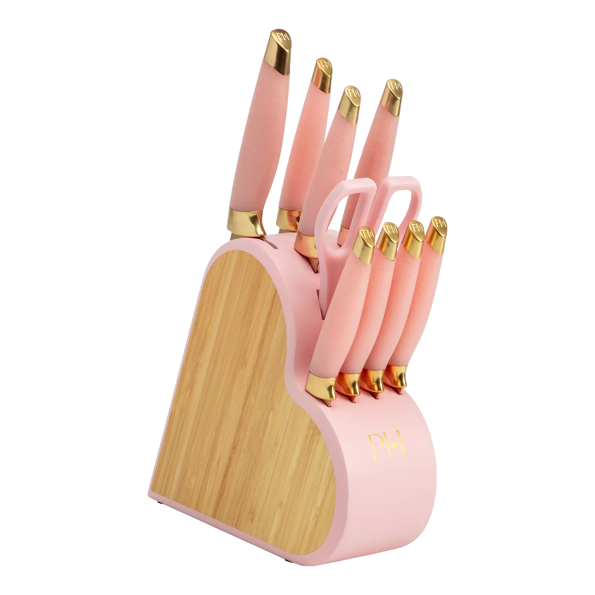 Paris Hilton PH11579-AS Clean Ceramic Nonstick Cast Aluminum Cookware Set with Heart Shaped Lid Knobs, Pink