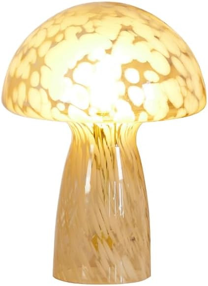 Ahosoon Table Lamp Glass Lamp Mushroom lamp Nightstand Glass Lamp Cozy Ambient Night Light Retro ... | Amazon (US)