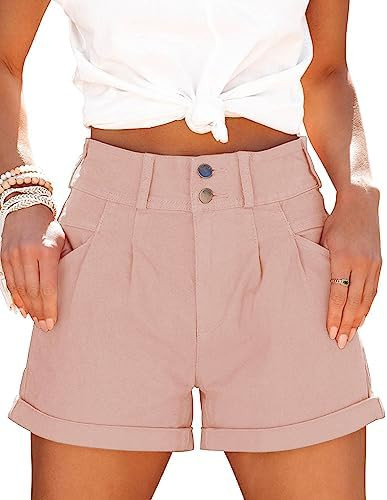Womens Relaxed Fit Casual High Waist Pocketed Denim Shorts | Amazon (US)