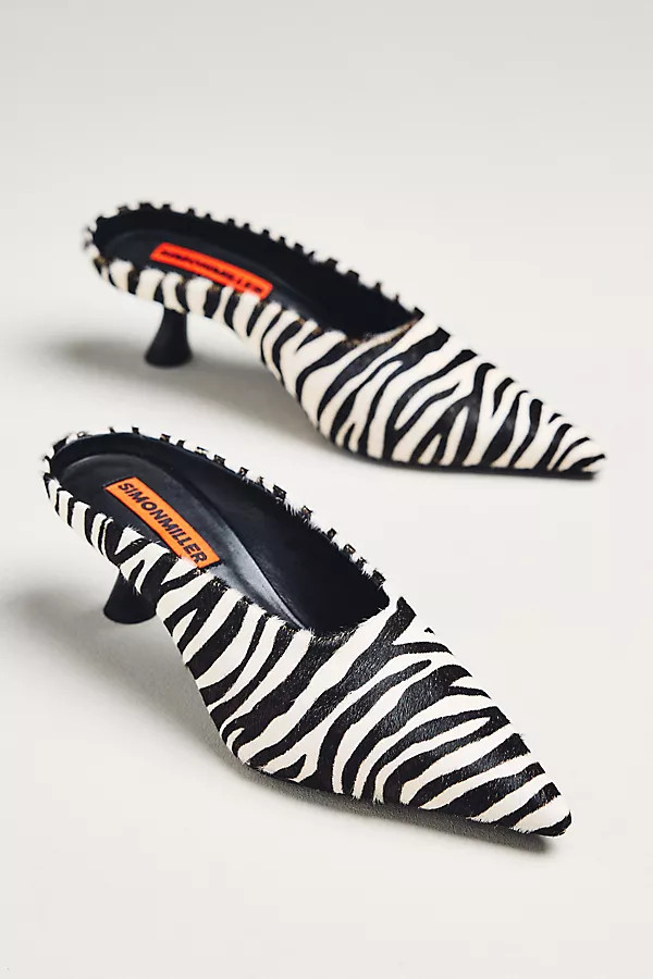 SIMONMILLER Gala Mule Calf-Hair Kitten Heels | Anthropologie (US)